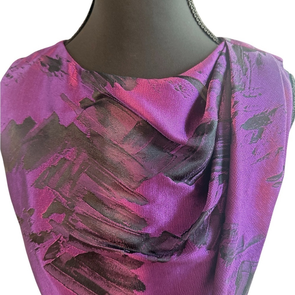 J. Mendel Stunning Purple & Black Sleeveless Midi Dress Size 8 - Picture 4 of 9